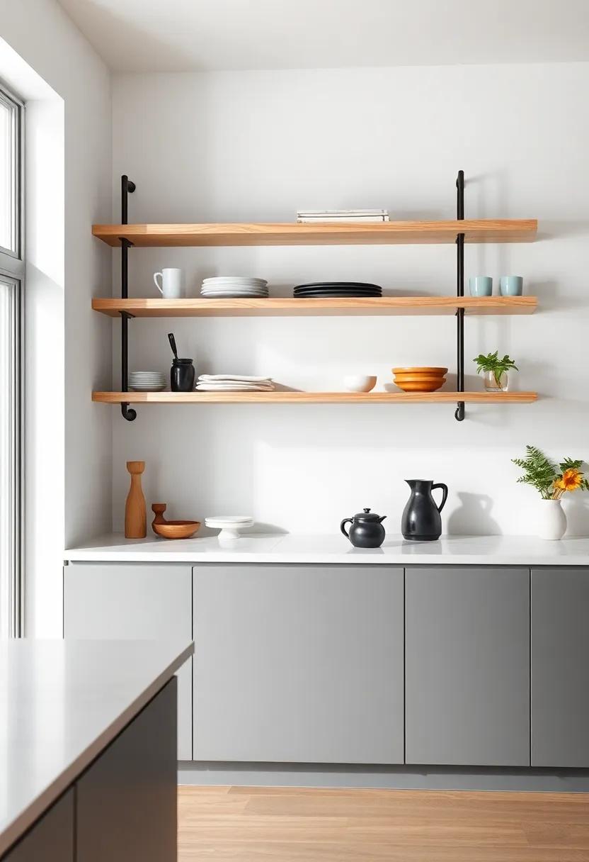 Design ⁣a gallery wall ‌effect by varying shelf heights, creating movement and visual interest within‌ your kitchen design