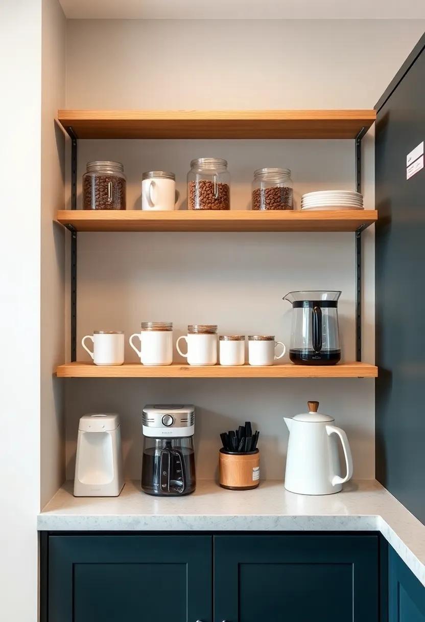 Elevate your coffee ​station by dedicating a ​shelf for all⁤ your coffee ‌essentials, complete with mugs, beans, and‍ equipment