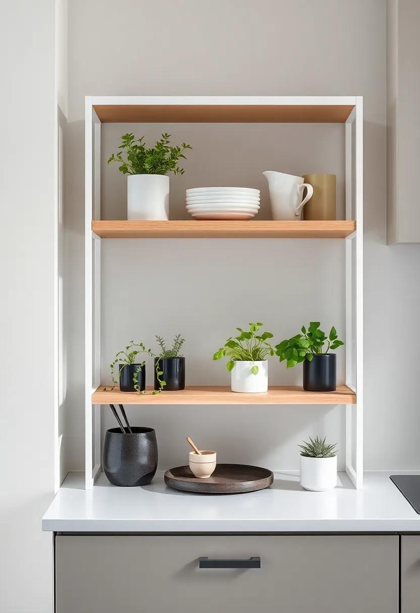 Incorporate greenery ⁣by styling your open shelves with ‍small​ potted herbs or succulents,bringing⁤ in a refreshing natural element