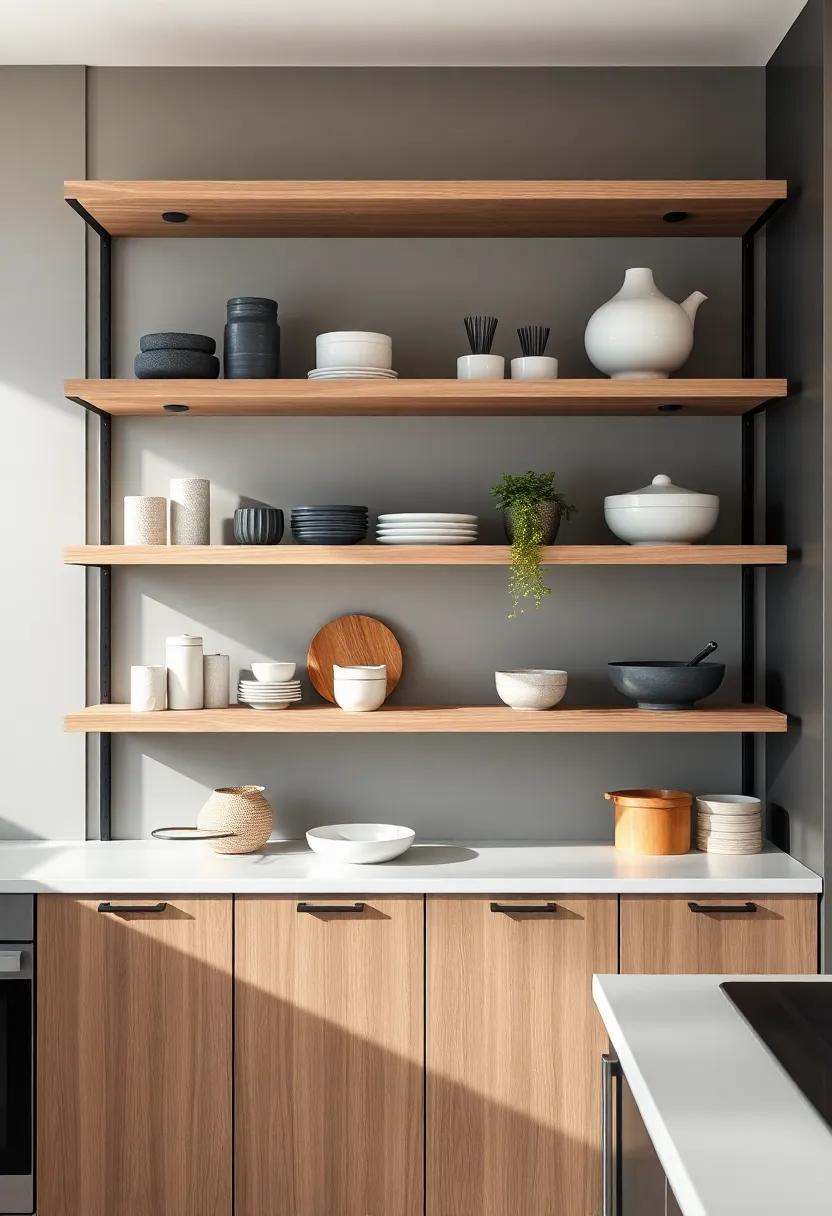Incorporate a mix of materials such as wood, metal, and ceramic to add depth and texture to⁢ your shelving