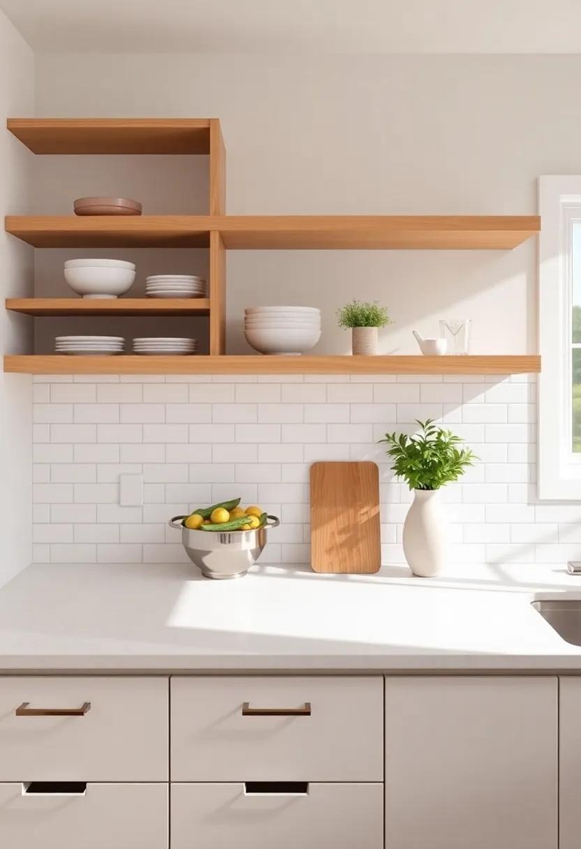 Pair open ‌shelves with a classic subway-tiled backsplash to create contrast and maintain a clean,cohesive look in your culinary space