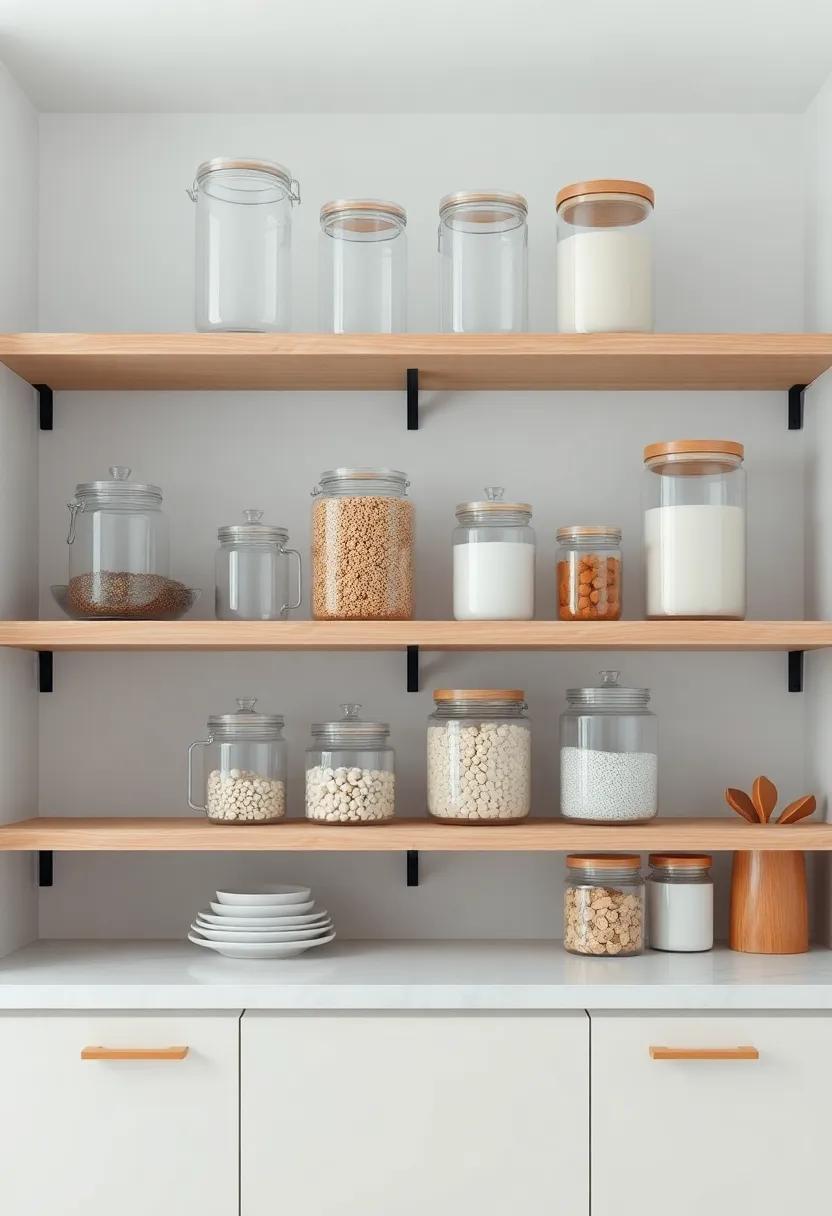 Use glass containers and jars for organizing dry goods, ⁢adding both functionality and a touch of ⁤elegance to your shelves