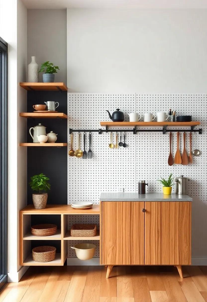Utilize ‌wall-mounted‌ pegboards as a dynamic shelving solution, allowing for easy ​customization and the display of kitchen‌ tools and décor