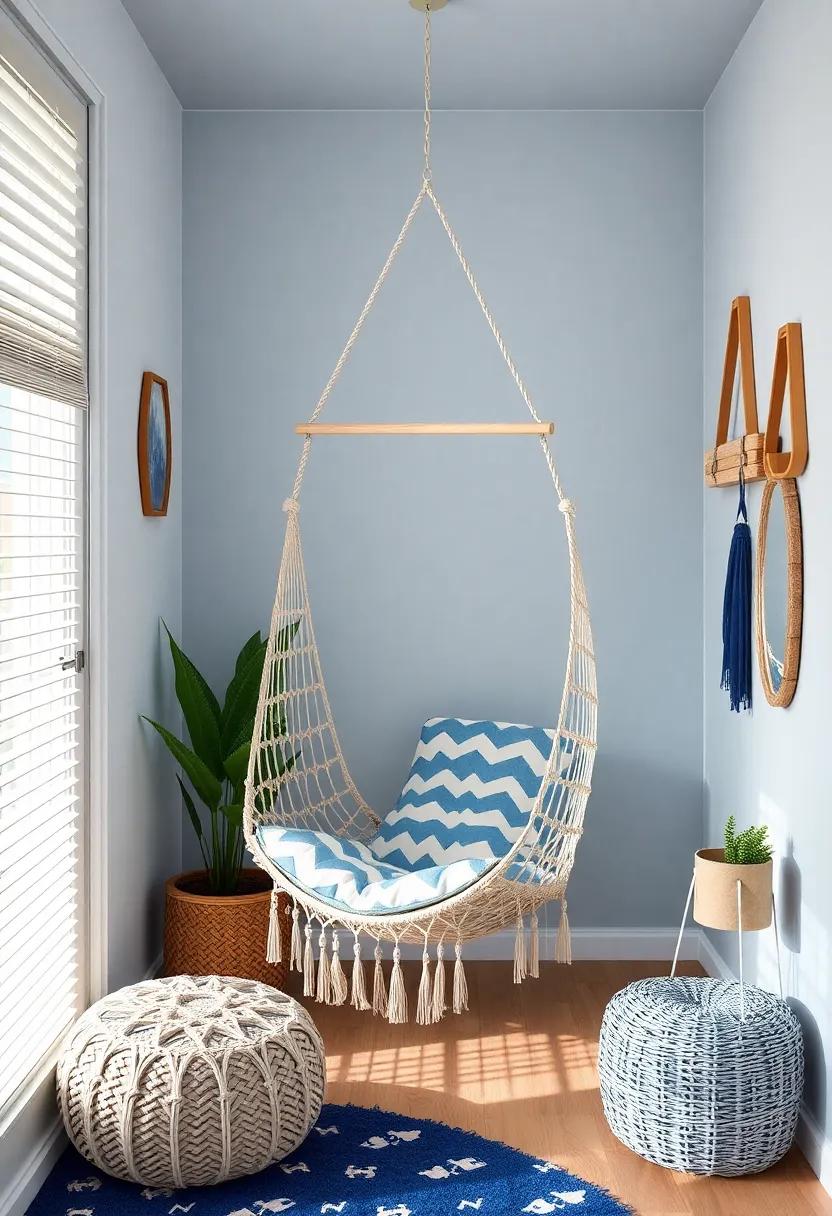 Hammock Chair: add a​ hanging hammock chair in a corner ​for⁤ a cozy spot that feels like a beachside retreat