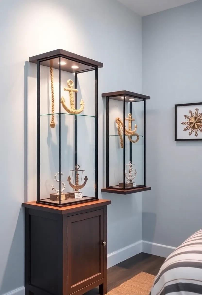 Nautical Display Cases: Use​ display cases for trophies or achievements, decorated with nautical elements like ropes and ​anchors to celebrate your​ teen’s accomplishments