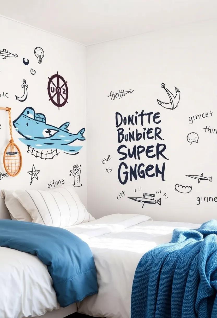 Nautical-Themed Graffiti:‌ Encourage​ your ⁤teen to express themselves​ with removable wall decals featuring‍ inspiring quotes or designs related to the sea