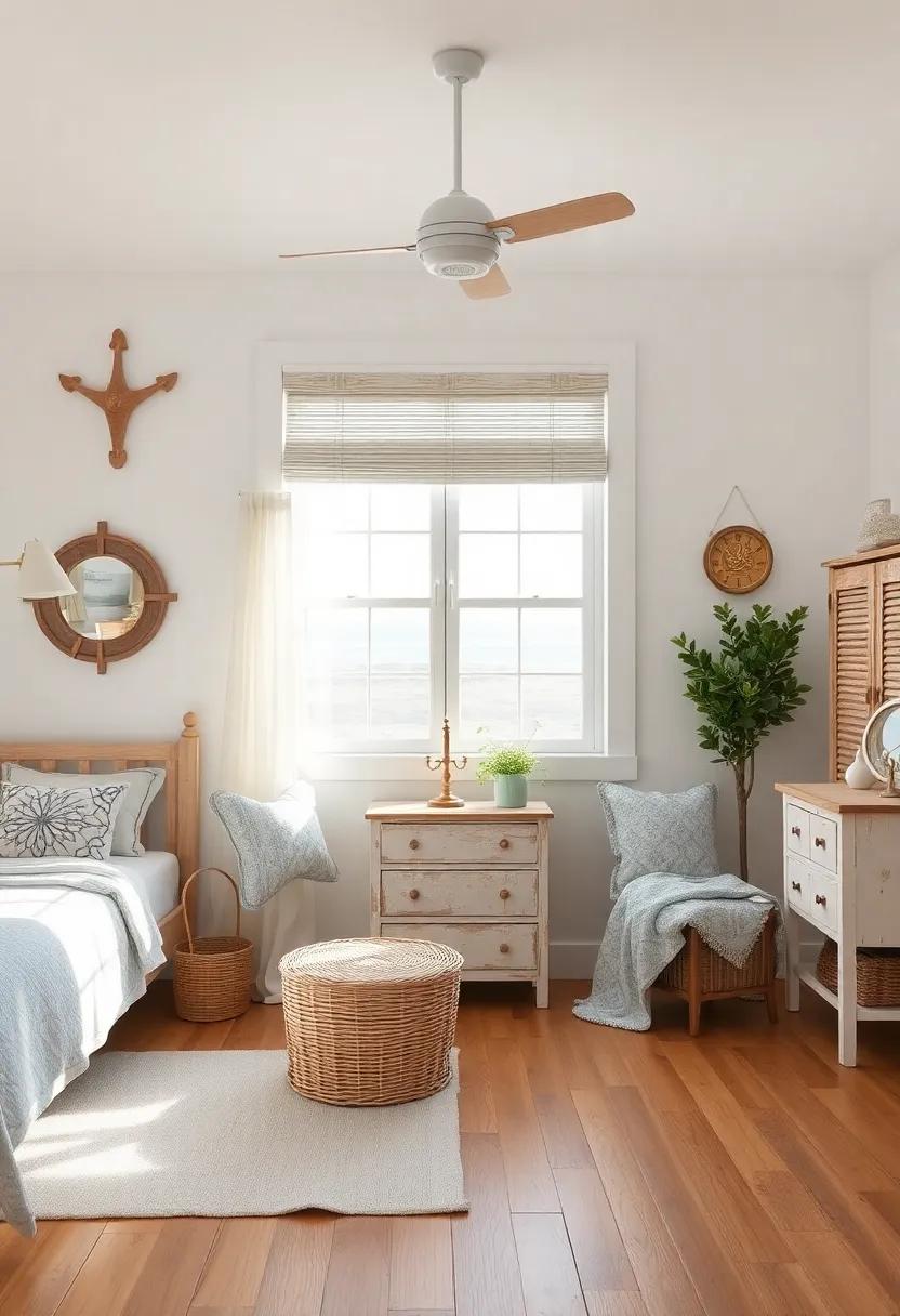 Weathered Furniture:⁣ Opt for furniture with a distressed finish or shabby chic look that channels the charm of coastal living