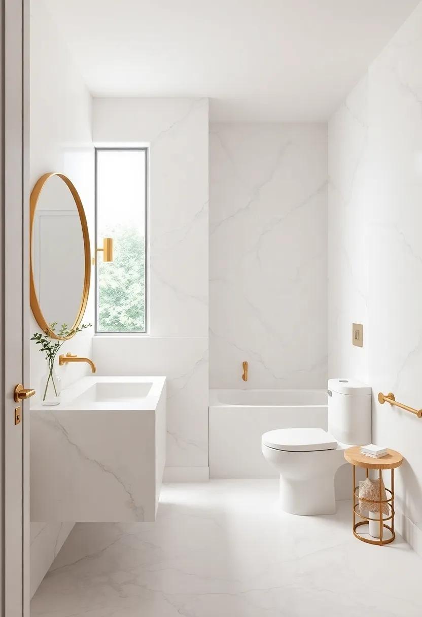 Bright Accents: Learn how gold or bronze fixtures can enhance neutral palettes and marble elements,injecting elegance and sophistication