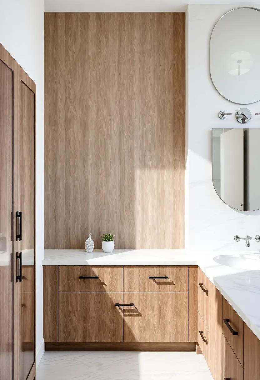 Rustic Reflections: Enjoy the⁢ charm of rustic wood cabinetry paired with polished marble vanity tops for a perfect blend of elegance and warmth