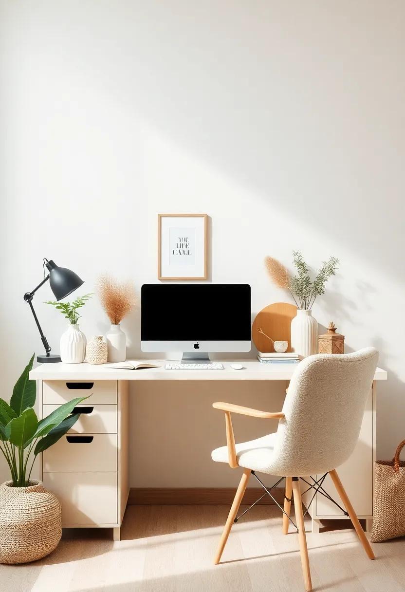 Artisanal aesthetic: Handcrafted decor and organic materials in a neutral palette cultivate ⁢a calm environment that values artistry‍ and concentration