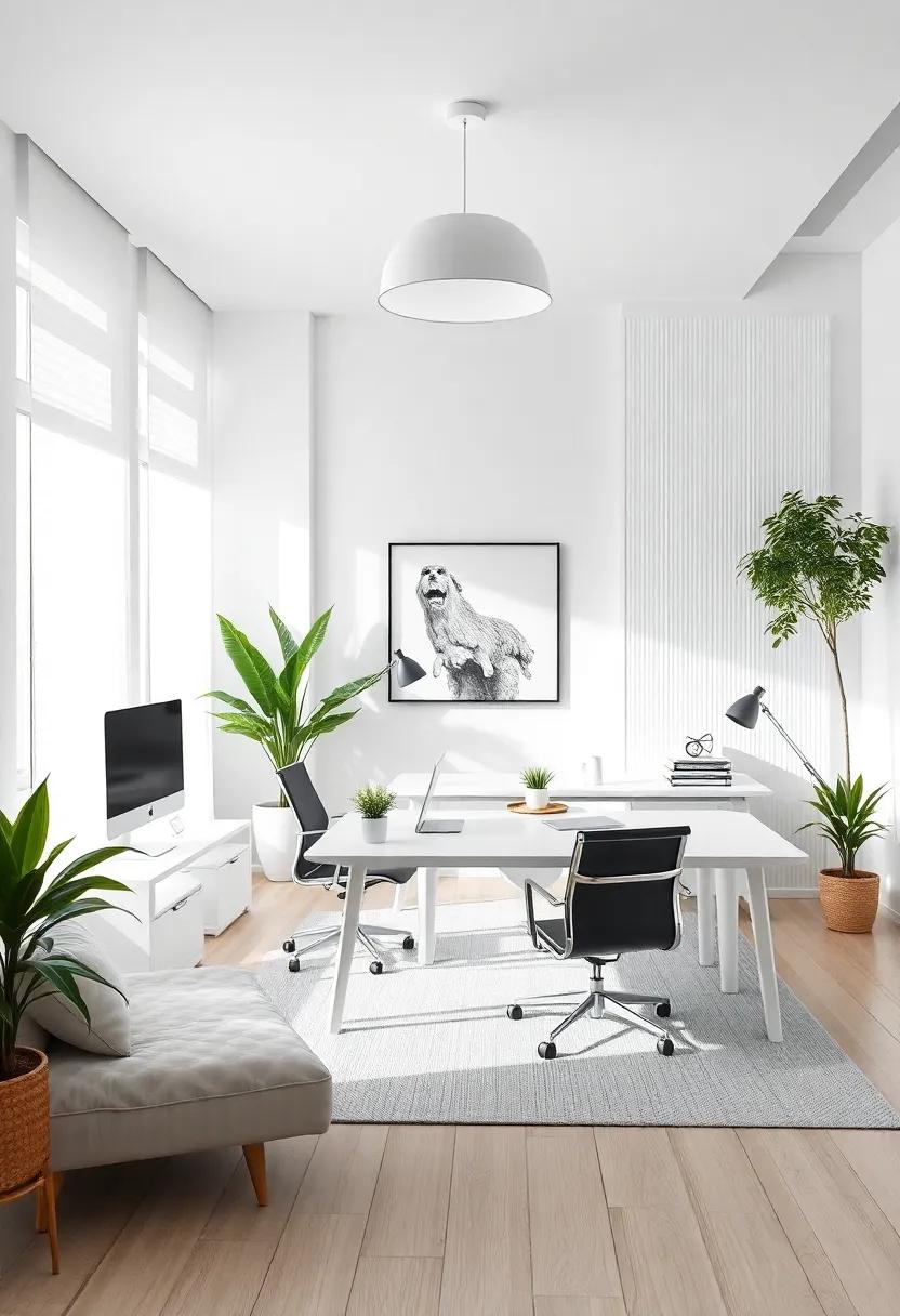 Clean and White‍ Collaborative ⁢Space: An open layout ​with communal neutral tones ⁢encourages teamwork while promoting an atmosphere ⁣of harmony