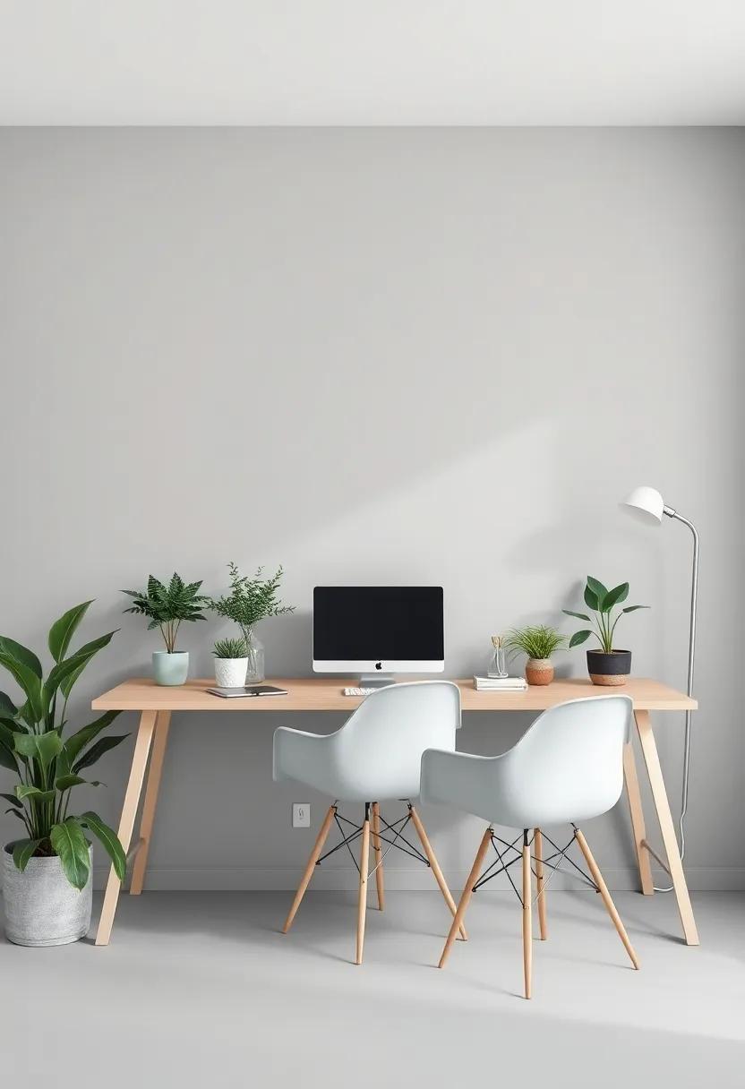 Green and‍ Grey:⁣ A soothing blend of plants and ‌cool grey⁣ tones promotes ‌a ⁣fresh⁣ atmosphere ‌that boosts creativity ‍and ⁣focus
