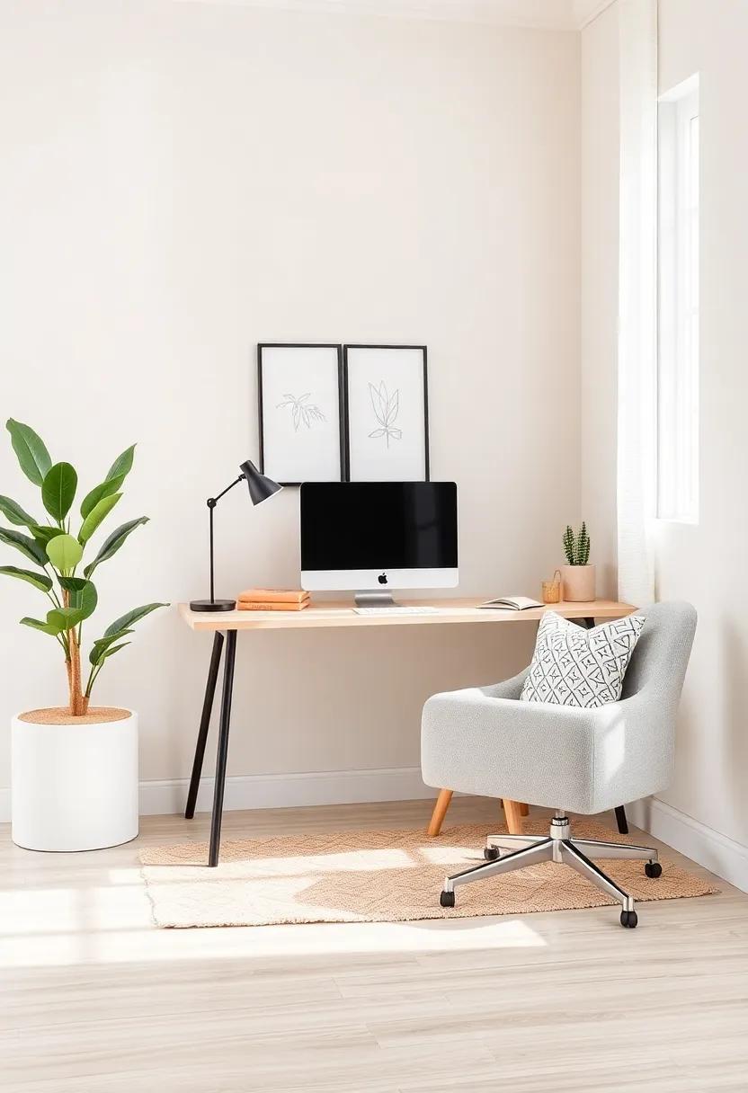 Muted⁢ Color Pops: ‌Soft​ neutral tones brightened by small colorful accents engage the ⁢senses without⁢ overwhelming the workspace