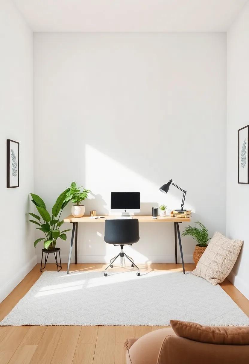 Quiet Retreat: ⁢A setup in a secluded part of the home with neutral walls ‌and calming‌ decor creates a personal escape for‍ focused ​work sessions