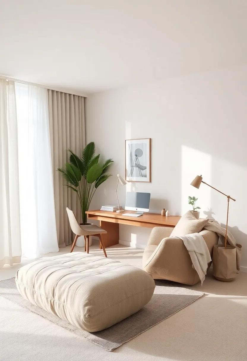 Textured layers:⁤ Combining fabrics like linen and cotton ⁤in ⁤neutral ⁤shades adds‌ warmth and depth, encouraging comfort while ⁣working