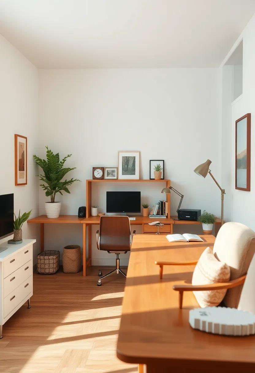 vintage charm: Retro wooden desks and warm lighting‌ create​ an inspiring work environment that sparks creativity through⁢ nostalgia