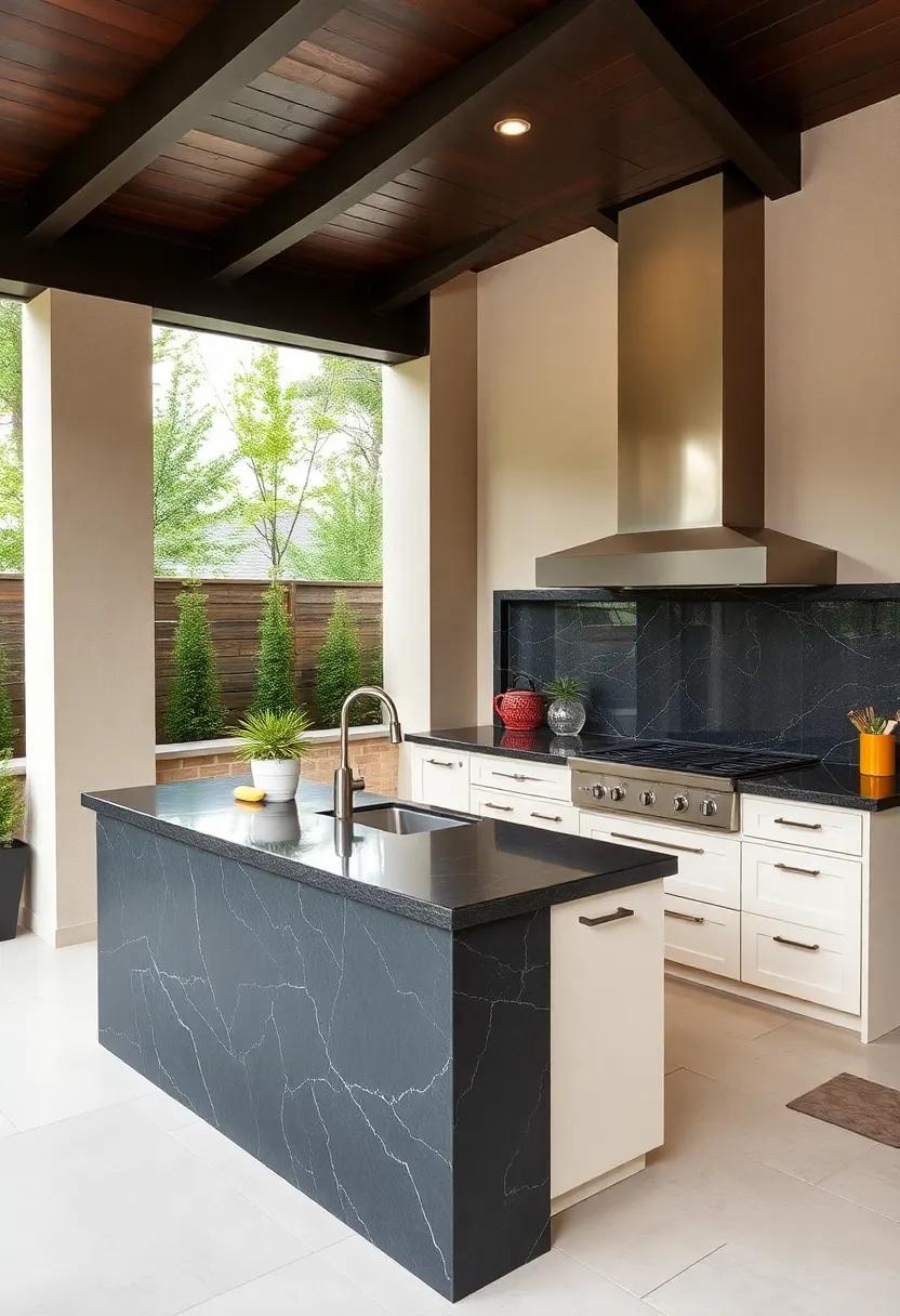 Bold Contrast: Dark volcanic stone countertops juxtaposed with light-colored cabinetry‍ make a striking statement ⁤that grabs attention and sparks conversation