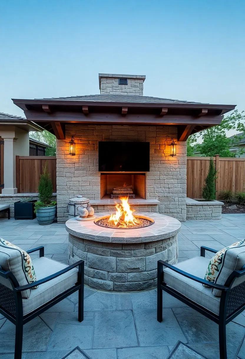 Fire ⁢and Stone: A ​built-in fireplace⁣ or fire pit adds warmth ‍and ambiance, ⁣enhancing the ‍stone design of your ​outdoor kitchen for year-round use