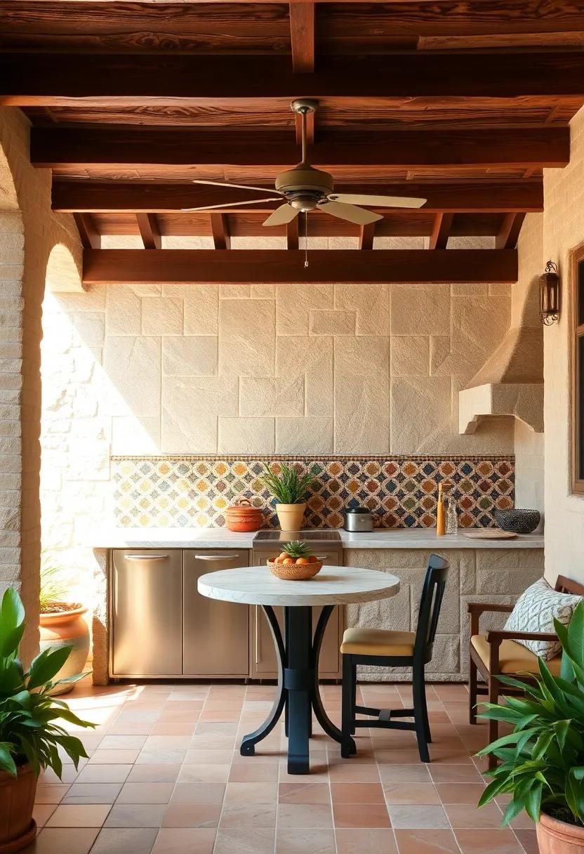 Mediterranean Escape: Terracotta tiles and‌ vibrant mosaics make for ⁣a charming Mediterranean outdoor kitchen, where the ​beauty of old-world style meets‌ functionality