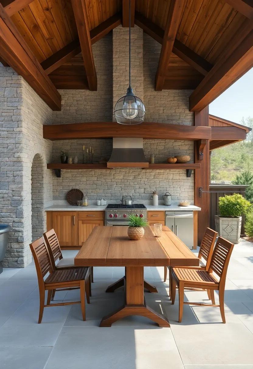 Rustic Charm: Weathered stone walls and wooden beams⁣ come together to create a cozy, ⁣rustic kitchen that feels like⁢ a mountain retreat