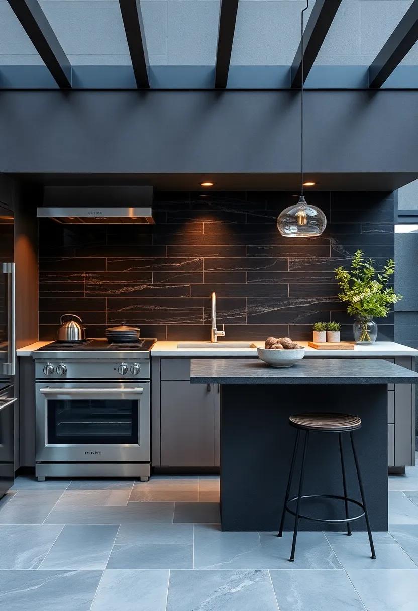 Urban Chic: Stainless steel appliances and a black slate backsplash‌ bring ⁤a contemporary urban ⁣oasis to life, perfect‍ for the city dweller