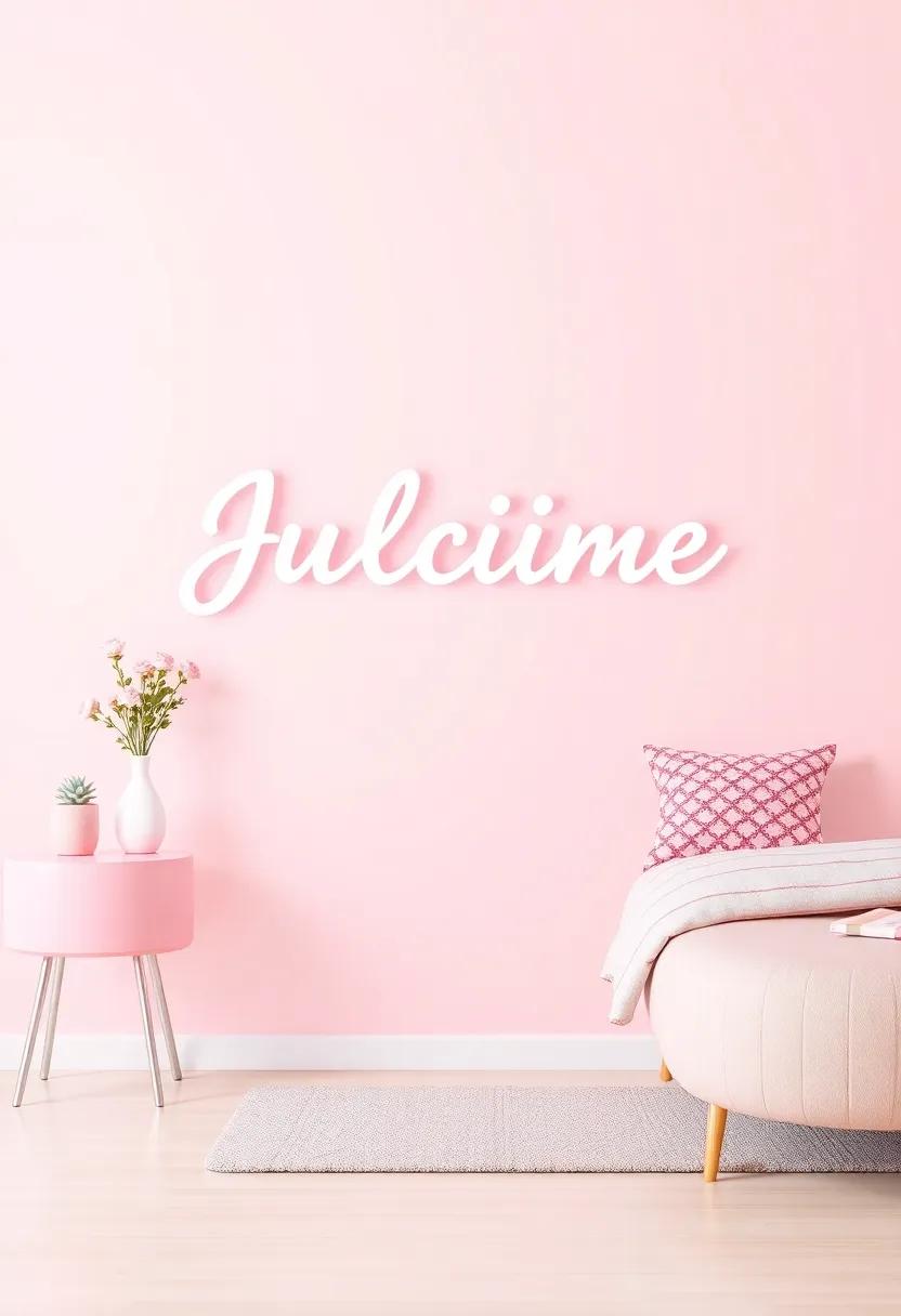Personalized Name Sign: Design a custom wall sign⁤ with her⁤ name in pastel hues⁢ to make the space undeniably hers and celebrate her⁢ identity