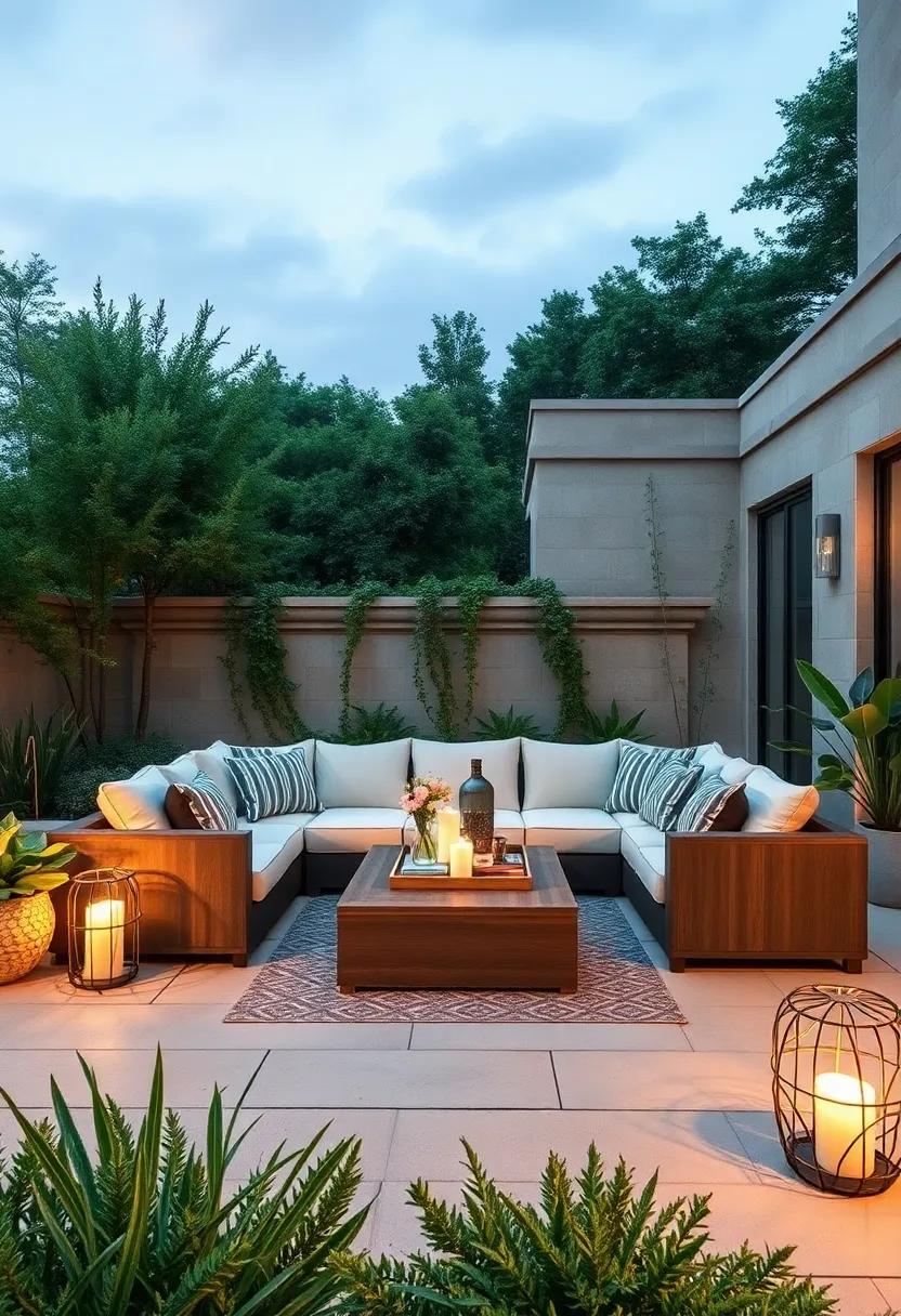 Outdoor Sofa‌ Setup: Invest in an outdoor ‌sectional⁣ sofa with weather-resistant fabric for⁢ a luxurious and inviting lounge space