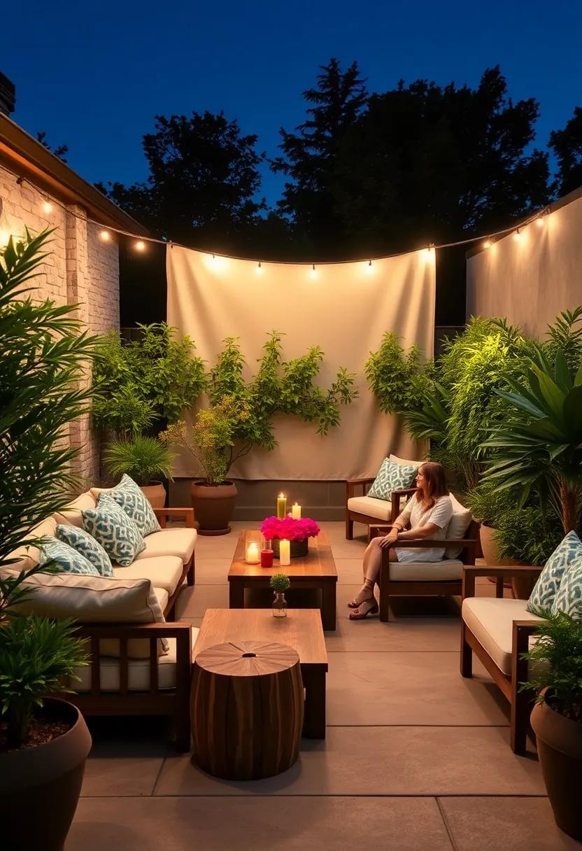 Plant barriers: Use potted plants or shrubs⁣ as natural barriers to create a secluded and intimate movie-watching environment
