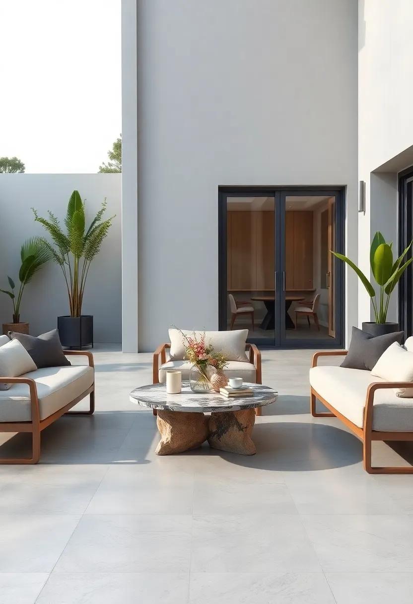 Artistic Modern Lounge: Unique designer furniture⁤ paired with an artistic coffee table serves as decor while being functional and stylish
