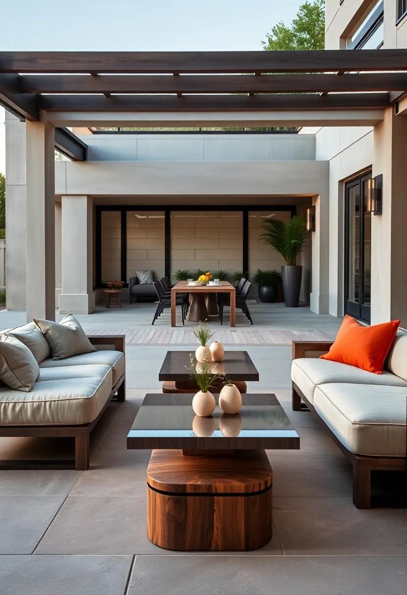 Experience flexibility with modular lounge seating and an adjustable-height coffee table, perfect for transitioning from lounging to dining under the stars