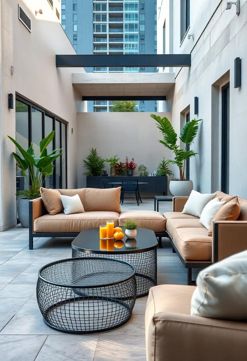 opt for a‌ sleek, urban vibe ​with a leatherette lounge and a metal mesh coffee table, perfect for city ⁢dwellers looking ‌to unwind in style