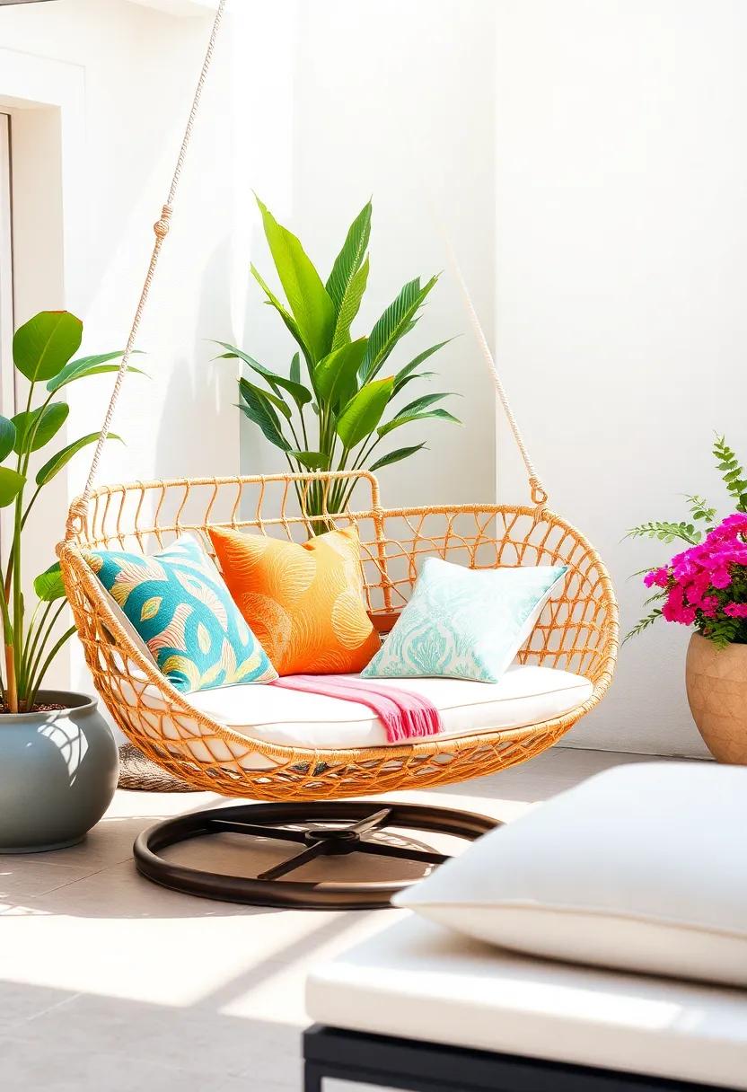 Transform your outdoor space with a beautifully woven hammock chair adorned with⁣ colorful throw pillows that invite relaxation ​on a sunny day