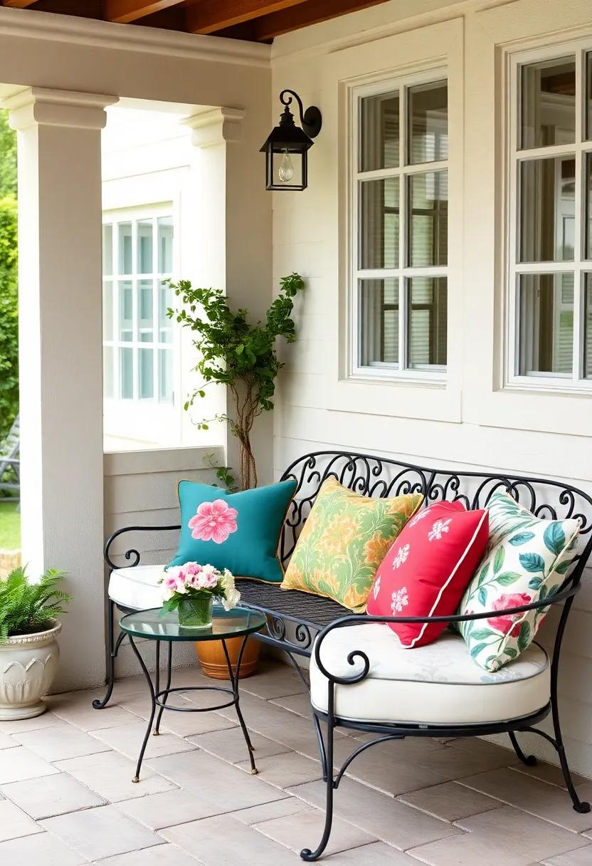 Design a vintage-inspired nook by pairing a wrought-iron loveseat with vibrant throw ⁤pillows, enhancing the character of your garden space