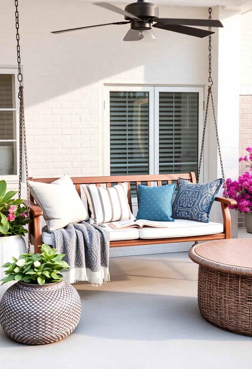 Refresh your patio‍ with a charming swing seat,draped in cozy throw pillows that sway gently as you enjoy a good book