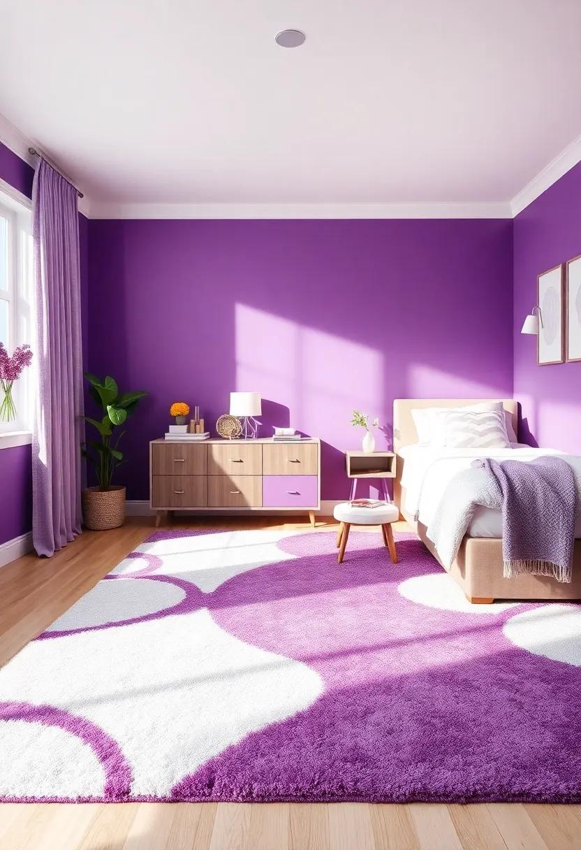 Chic Area Rugs That Tie Together a​ Purple and⁣ White Color ‌Palette