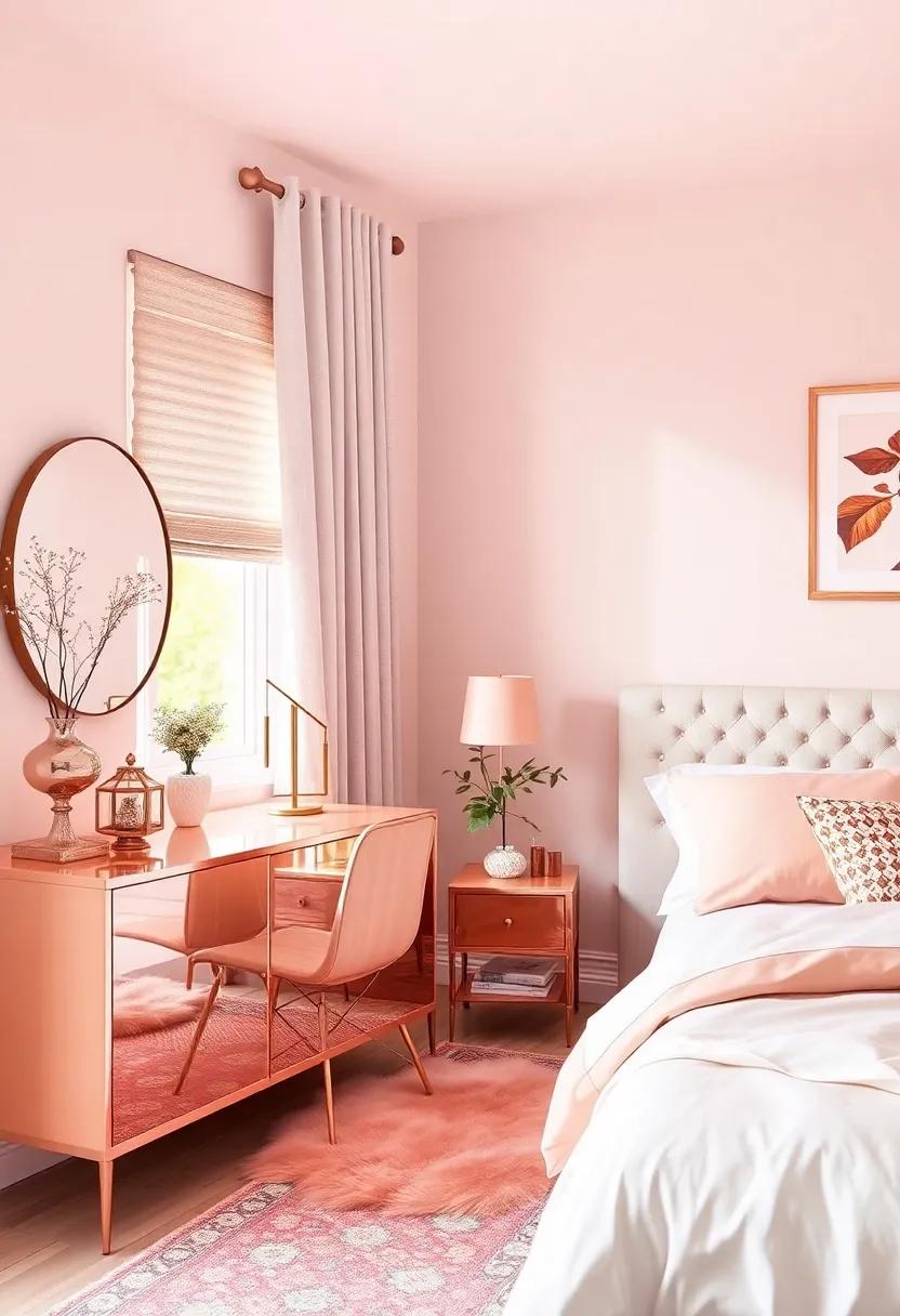 Chic Rose‌ Gold Accents Enriching Your Teen's Room with Glimmers of Sophistication
