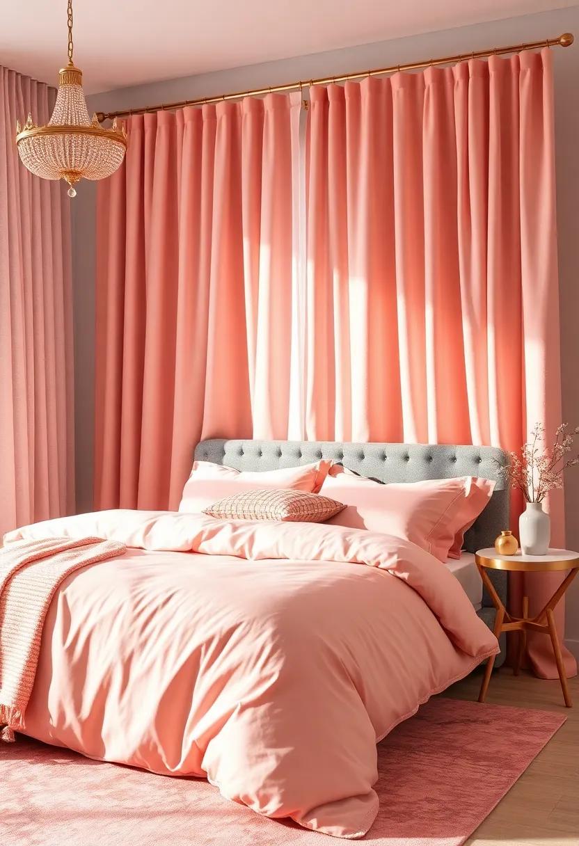 Chic Textiles in Rose ⁣Gold ​Infusing Vibrance into Bedding and Curtains