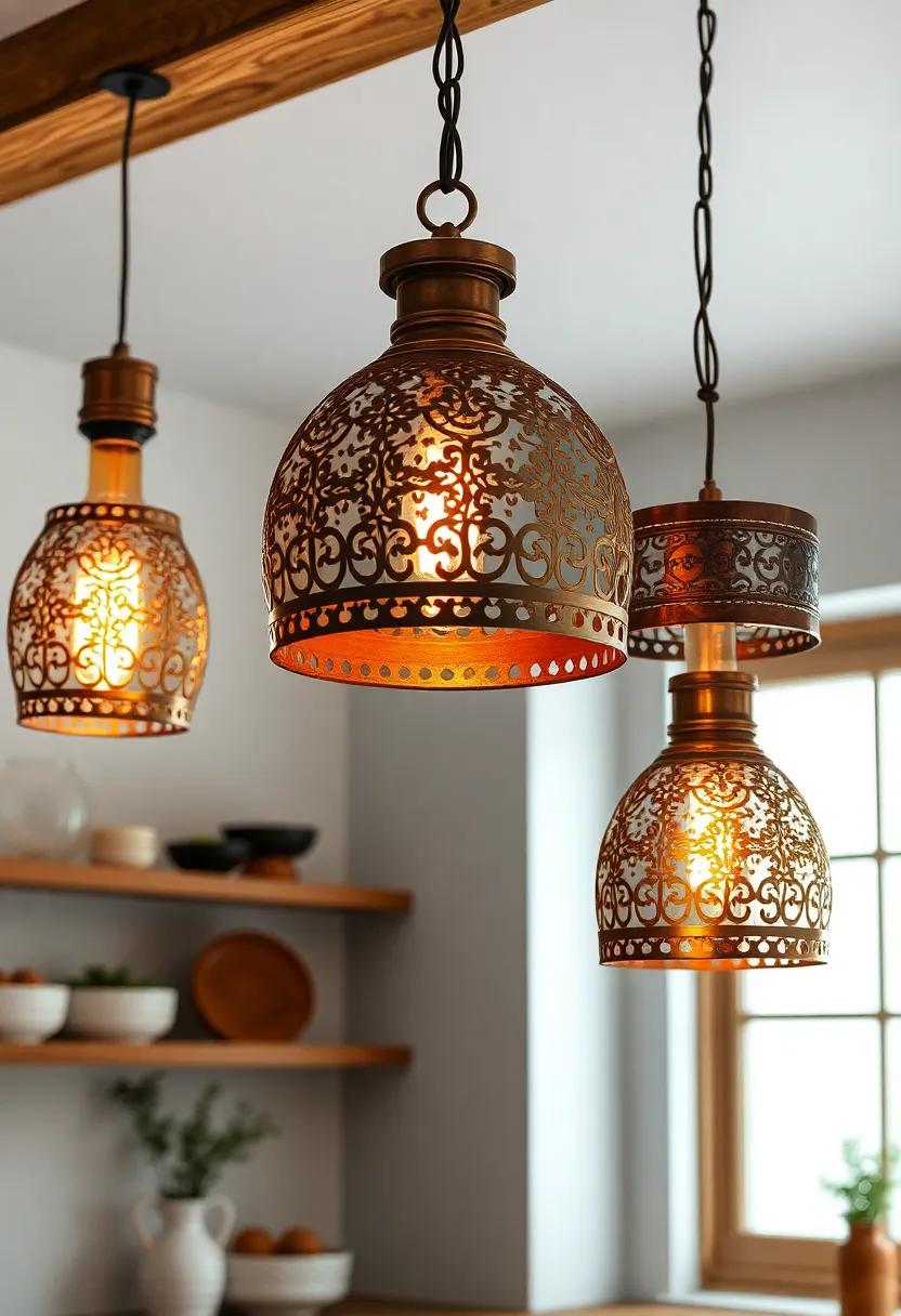 Antique Copper Pendant Lights: Embrace the warmth of antiquity with these stunning pendant lights, ‌featuring intricate‍ copper​ detailing that adds character ⁣to your‌ kitchen
