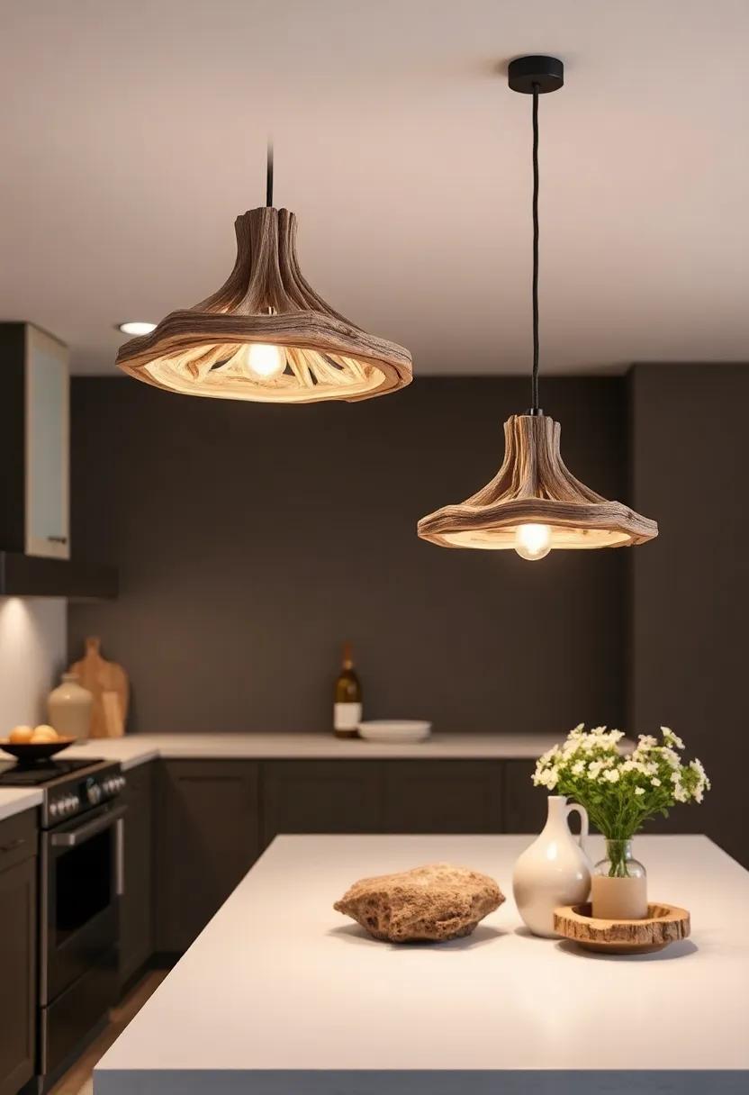 driftwood Pendants: Utilize⁣ the beauty of ⁣nature with driftwood pendant lights that evoke ⁣a beachy vibe and⁤ draw attention to your ⁣culinary masterpieces