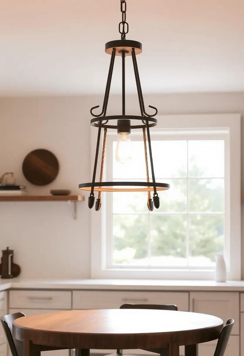 Farmhouse Chandelier: A statement ‌piece ‌for any rustic ‌kitchen, this ‍chandelier ​combines wood ⁤and‍ metal elements to create ⁢an inviting focal ⁤point above your dining area