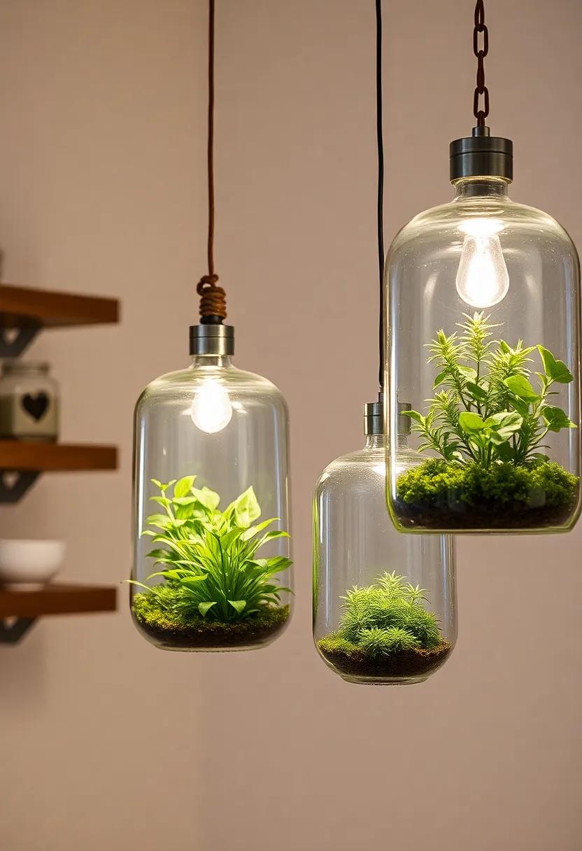 Hanging Glass Terrariums:⁢ Bring nature ⁣indoors with hanging ‌glass terrariums⁣ as light fixtures, offering an⁢ enchanting ‌display‍ of greenery and light