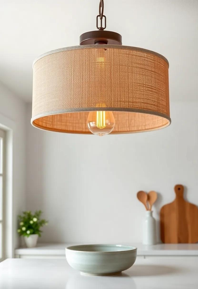 Rustic drum Shades: Simple yet sophisticated, rustic drum shades made ‍from burlap or linen bring texture⁣ and warmth ‌to overhead lighting