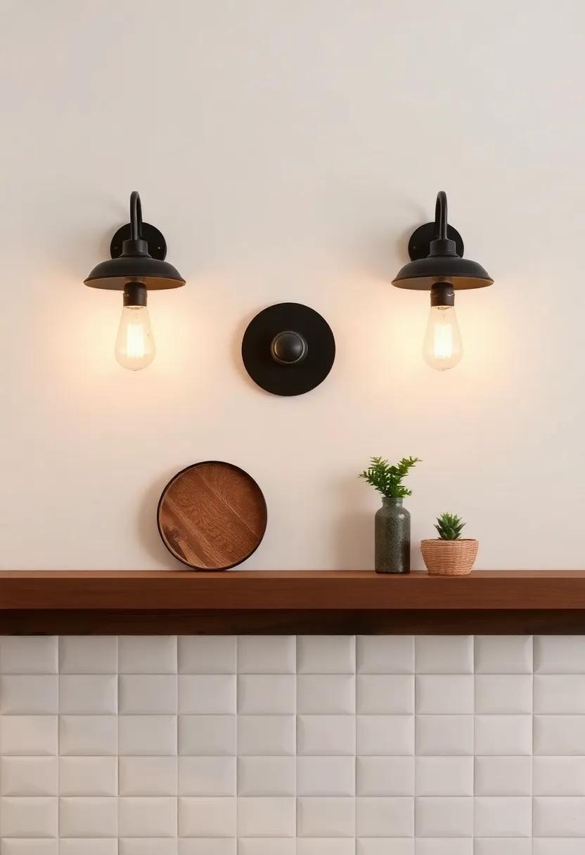 Wrought Iron Wall Sconces: Enhance your kitchen walls ​with wrought⁤ iron ‌sconces that create ‌a beautiful ⁣silhouette‌ while capturing the essence of rustic charm