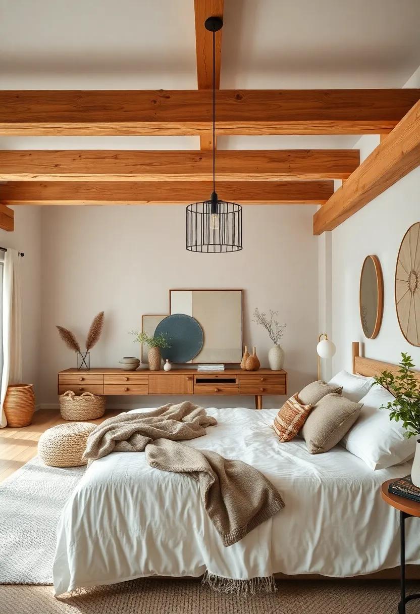 Ceramics and Botanicals: Accenting Wooden Beams with Natural Decor