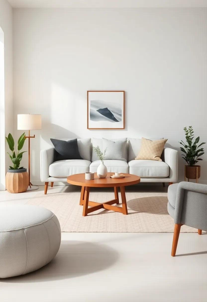 Round ⁤Charm: A ⁣round ‍coffee table softens the look of a small room, creating an inviting atmosphere while also allowing easier⁤ flow through‍ the space