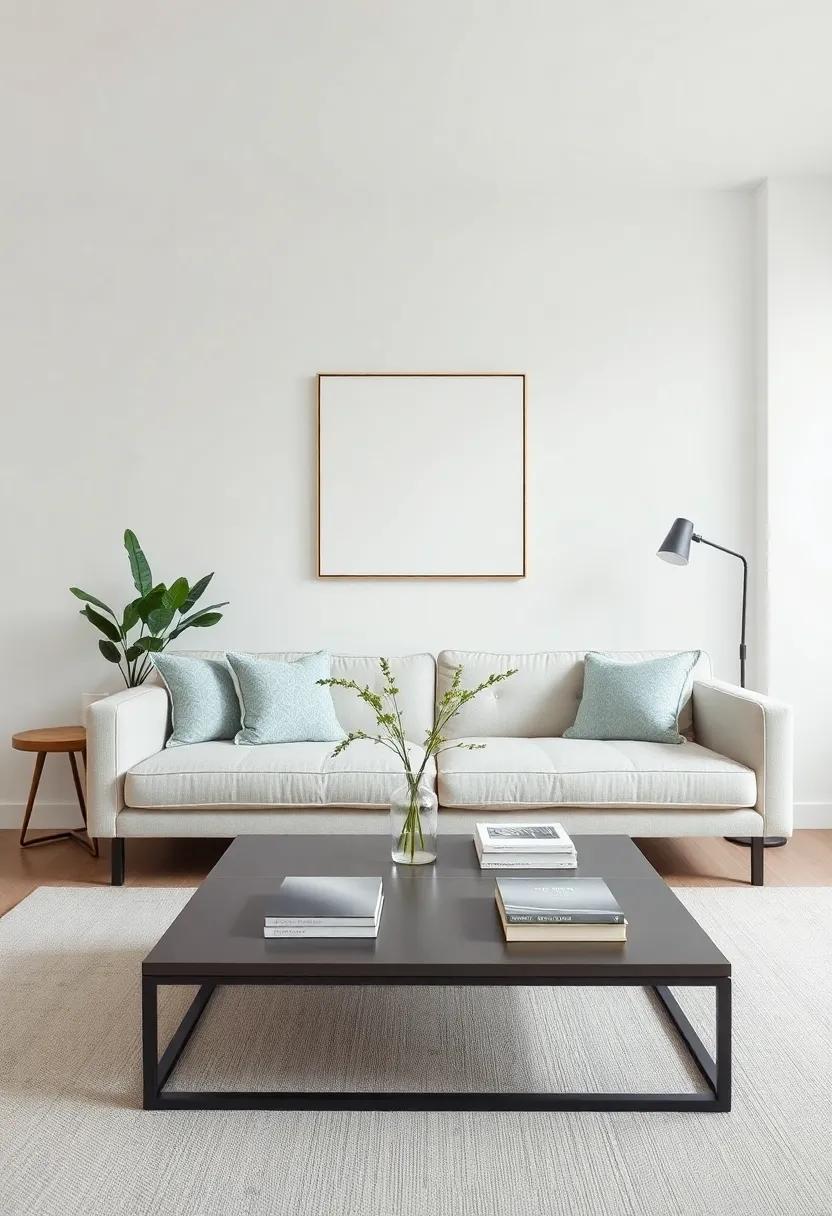 Chic and Simple:⁤ A​ sleek, square coffee table maintains symmetry in a ‍small⁢ living room, ensuring ‌that style is subtle without overwhelming the space