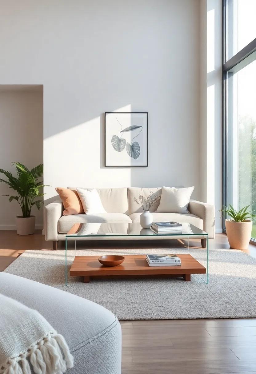 Transparent Touch: Select an⁣ acrylic coffee table⁢ that becomes⁢ virtually invisible ⁣in the room, creating ⁤an airy feel⁢ without⁣ sacrificing style