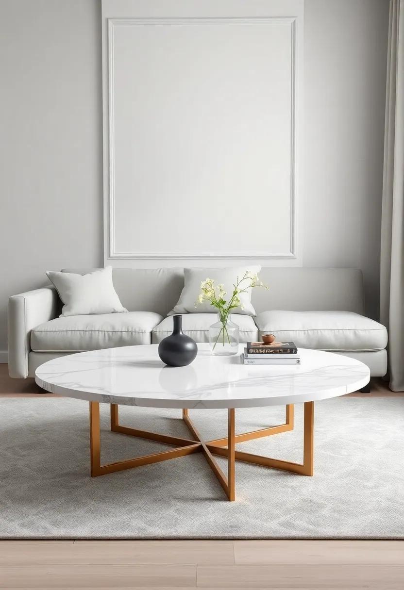 Stylish Surfaces: Experiment with⁢ a marble-topped ⁣coffee table that exudes luxury, bringing elegance to your​ small‍ living room