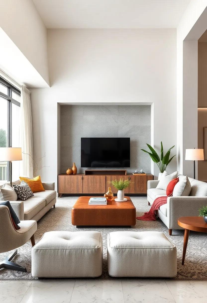 Ottoman⁤ Poufs: Incorporate stylish poufs‌ that can function as extra seating and ​neatly tuck away small items when not in use