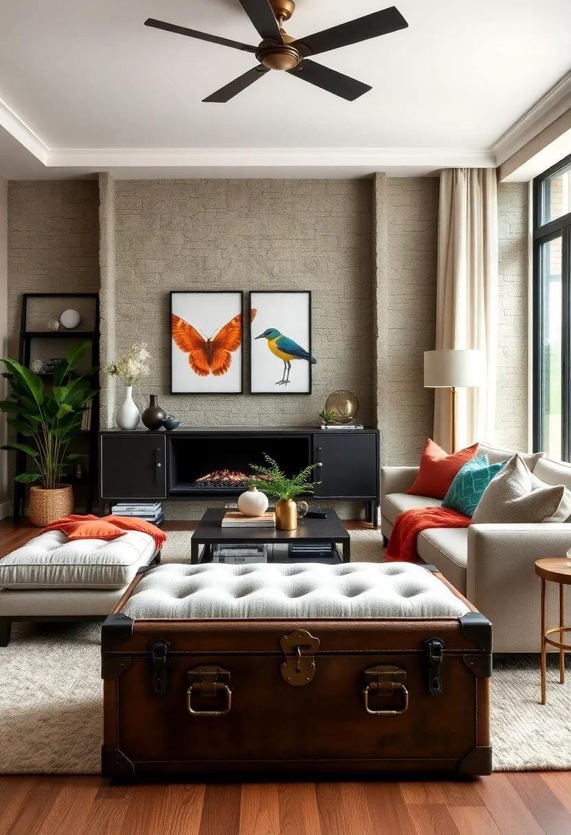Vintage Trunks: Repurpose a‌ vintage ⁣trunk as an⁣ ottoman; it brings character to your living⁣ space while serving as a substantial storage solution